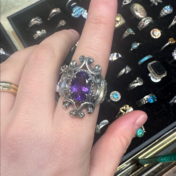 Carolyn Pollack Sterling Silver Amethyst Scroll Ring - Picture 6 of 6